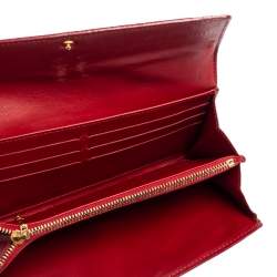 Pre Owned Louis Vuitton Pomme D’amour Monogram Vernis Sarah Wallet