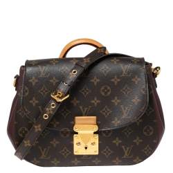 Louis Vuitton Brown Monogram Canvas & Burgundy Leather mm Eden Crossbody Bag