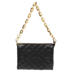 مملوكة مسبقًا Louis Vuitton Black Monogram Embossed Coussin PM Bag