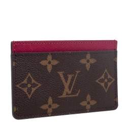 Pre Owned Louis Vuitton Fuchsia Monogram Canvas Card Holder