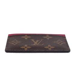 Pre Owned Louis Vuitton Fuchsia Monogram Canvas Card Holder