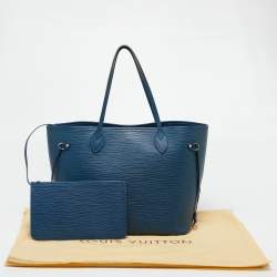 Pre Owned Louis Vuitton Blue Epi Leather Neverfull MM Bag