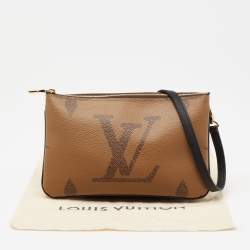 Pre Owned Louis Vuitton Monogram Giant Reverse and Monogram Canvas Double Zip Pochette