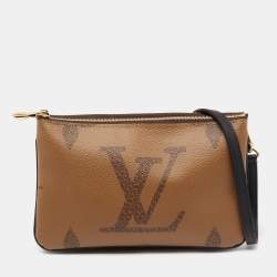 Pre Owned Louis Vuitton Monogram Giant Reverse and Monogram Canvas Double Zip Pochette
