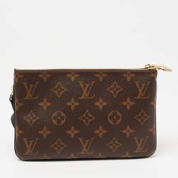 Pre Owned Louis Vuitton Monogram Giant Reverse and Monogram Canvas Double Zip Pochette