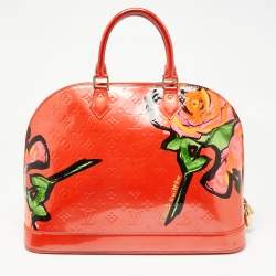 Louis Vuitton Orange Sunset Monogram Vernis Limited Edition Stephen Sprouse Roses Alma GM Bag