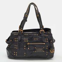 Pre Owned Louis Vuitton Black Leather Limited Edition Riveting Bag