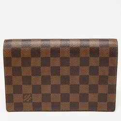 Pre Owned Louis Vuitton Black Damier Ebene Canvas and Leather Vavin Wallet on Chain