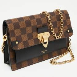 Pre Owned Louis Vuitton Black Damier Ebene Canvas and Leather Vavin Wallet on Chain