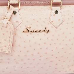 Pre Owned Louis Vuitton Poudre Ostrich Limited Edition Frame Speedy Bag