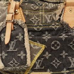 Pre Owned Louis Vuitton Grey Monogram Denim Patchwork Bowly Bag