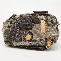 Pre Owned Louis Vuitton Grey Monogram Denim Patchwork Bowly Bag