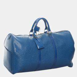 Pre Owned Louis Vuitton Blue Epi Leather Keepall 50 Bag