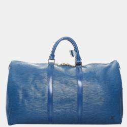 Pre Owned Louis Vuitton Blue Epi Leather Keepall 50 Bag