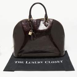 Pre Owned Louis Vuitton Amarante Monogram Vernis Alma GM Bag