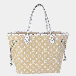 Louis Vuitton Khaki White Monogram Giant Neverfull MM Bag