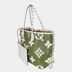 Louis Vuitton Khaki White Monogram Giant Neverfull MM Bag