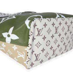 Louis Vuitton Khaki White Monogram Giant Neverfull MM Bag
