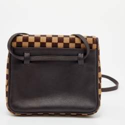 Pre Owned Louis Vuitton Damier Ebene Calf Hair Limited Edition Sauvage Gazelle Bag