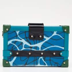 Pre Owned Louis Vuitton Multicolor Aqua Epi Leather Limited Edition Petite Malle Bag