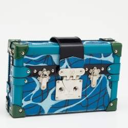 Pre Owned Louis Vuitton Multicolor Aqua Epi Leather Limited Edition Petite Malle Bag