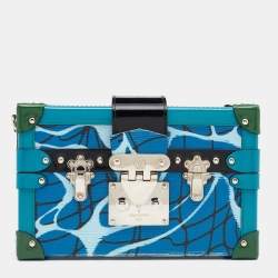 Pre Owned Louis Vuitton Multicolor Aqua Epi Leather Limited Edition Petite Malle Bag