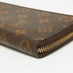 Pre Owned محفظة لوي فيتون بورتوفيلل كليمينس كانفاس مونوغرامي بسحاب مستدير