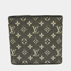 مملوكة مسبقًا Louis Vuitton Black Mini Lin Canvas Trifold Compact Wallet