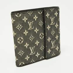 مملوكة مسبقًا Louis Vuitton Black Mini Lin Canvas Trifold Compact Wallet