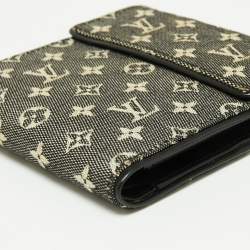 مملوكة مسبقًا Louis Vuitton Black Mini Lin Canvas Trifold Compact Wallet