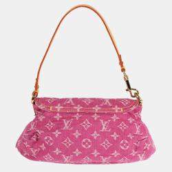 Pre Owned Louis Vuitton Pink Monogram Denim Pleaty Bag