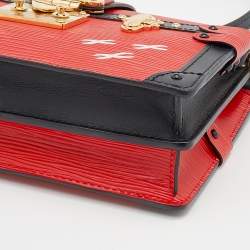 Pre Owned Louis Vuitton Red/Black Epi Leather Petite Malle Clutch