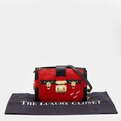 Pre Owned Louis Vuitton Red/Black Epi Leather Petite Malle Clutch