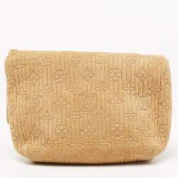 Pre Owned Louis Vuitton Beige/Safran Monogram Suede and Patent Leather Limited Edition Motard Afterdark Clutch 