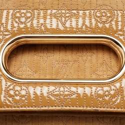 Pre Owned Louis Vuitton Beige/Safran Monogram Suede and Patent Leather Limited Edition Motard Afterdark Clutch 