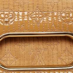 Pre Owned Louis Vuitton Beige/Safran Monogram Suede and Patent Leather Limited Edition Motard Afterdark Clutch 