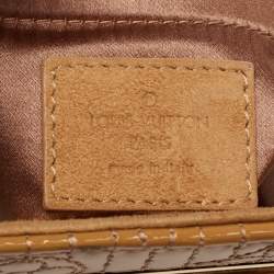 Pre Owned Louis Vuitton Beige/Safran Monogram Suede and Patent Leather Limited Edition Motard Afterdark Clutch 