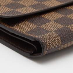 Pre Owned Louis Vuitton Damier Ebene Canvas Trifold Continental Wallet