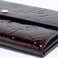 Pre Owned Louis Vuitton Rouge Fauviste Monogram Vernis Sarah Wallet