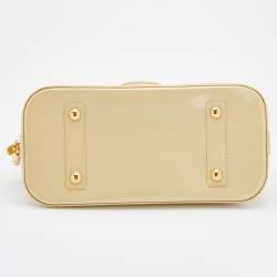 Pre Owned Louis Vuitton Blanc Corail Monogram Vernis Alma PM Bag