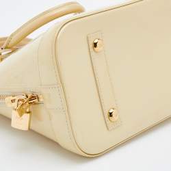 Pre Owned Louis Vuitton Blanc Corail Monogram Vernis Alma PM Bag