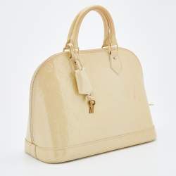 Pre Owned Louis Vuitton Blanc Corail Monogram Vernis Alma PM Bag