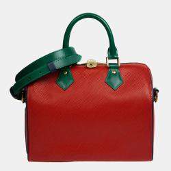 Louis Vuitton Red Mini Lin Croisette Speedy 30 White Leather