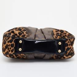 Pre Owned Louis Vuitton Monogram Canvas/Karung and Leopard Print Calfhair Limited Edition Polly Bag