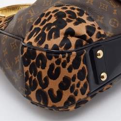 Pre Owned Louis Vuitton Monogram Canvas/Karung and Leopard Print Calfhair Limited Edition Polly Bag