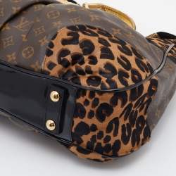 Pre Owned Louis Vuitton Monogram Canvas/Karung and Leopard Print Calfhair Limited Edition Polly Bag