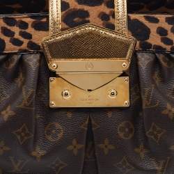 Pre Owned Louis Vuitton Monogram Canvas/Karung and Leopard Print Calfhair Limited Edition Polly Bag
