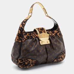Pre Owned Louis Vuitton Monogram Canvas/Karung and Leopard Print Calfhair Limited Edition Polly Bag