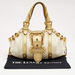 Pre Owned Louis Vuitton Cream/Gold Canvas and Leather Antigua Theda PM Bag