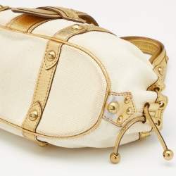 Pre Owned Louis Vuitton Cream/Gold Canvas and Leather Antigua Theda PM Bag